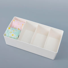 Kuber Industries Cloth Storage Box 4 GridDrawer Divider|Wardrobe Organizer For clothes (White)