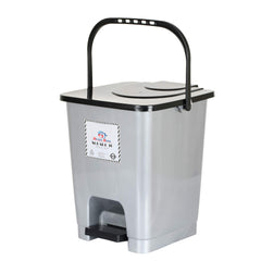Kuber Industries Square Premium Plastic Step-On Pedal Dustbin with Lid for Home/Kitchen/Office 10 Ltr (Grey)-KUBMART16402