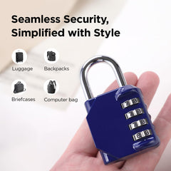 Kuber Industries 4 Digit Combination Lock | Travel Lock for Briefcase | Number Lock | Padlock for Luggage | Travelling Locks for Suitcase | Gym Lock | 8023ABL | Blue