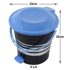Kuber Industries Pedal Dustbin|Plastic Pedal Dustbin|Kitchen Waste Paper Bin|Dustbin For Bedroom|Blue Lid 5 Liter Dustbin|Pack of 2 (Black)