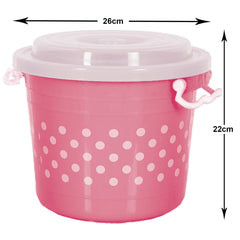 Kuber Industries Dot Printed Multiuses Plastic Kitchen & Pantry Storage Container with Lock Handle & Lid, 6 Liter- Pack of 3 (Pink)-47KM01101