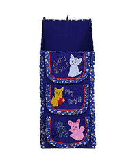 Kuber Industries Lining Horse Design Cotton Three Cabinet Hanging Baby Almirah, Kids Wardrobe, Cloth Organizer, Folding Almirah, Toy Box (Blue) - CTKTC31001