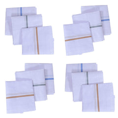 Kuber Industries Cotton 12 Piece Men's Handkerchief Set - White (CTKTC05634), Standard