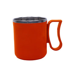 Kuber Industries 2 Pieces Stainless Steel Designer Coffee Mug 250 ML (Orange)-CTKTC021793
