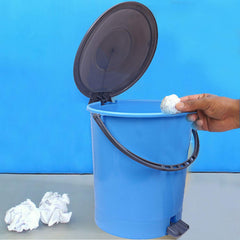 Kuber Industries Plastic 2 Pieces Dustbin Garbage Bin with Handle, 10 Liters (Blue & Grey) - CTKTC022814