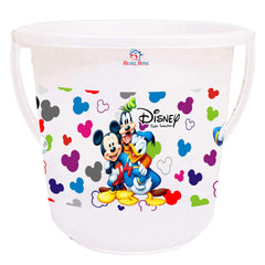 Heart Home Disney Team Mickey Print 2 Pieces Unbreakable Virgin Plastic Bathroom Bucket with Mug Set- White, (1 Pc 16 LTR Bucket & 1 Pc 500 ML Mug) -HS_35_HEARTHS17497