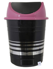 Heart Home Plastic Medium Size Swing Lid Garbage Waste Dustbin for Home, Office, Factory, 10 Liters (Black & Pink)-HEART10232