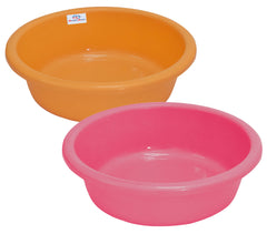 Heart Home Multiuses Plastic Knead Dough Basket/Basin Bowl For Home & Kitchen 6 Ltr- Pack of 2 (Yellow & Pink) 52HH3842