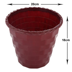 Heart Home Brick Flower Pot|Durable Plastic Flower Pots|Planters for Home Décor|Garden|Living Room|Balcony|8 Inch|Pack of 4 (Maroon)