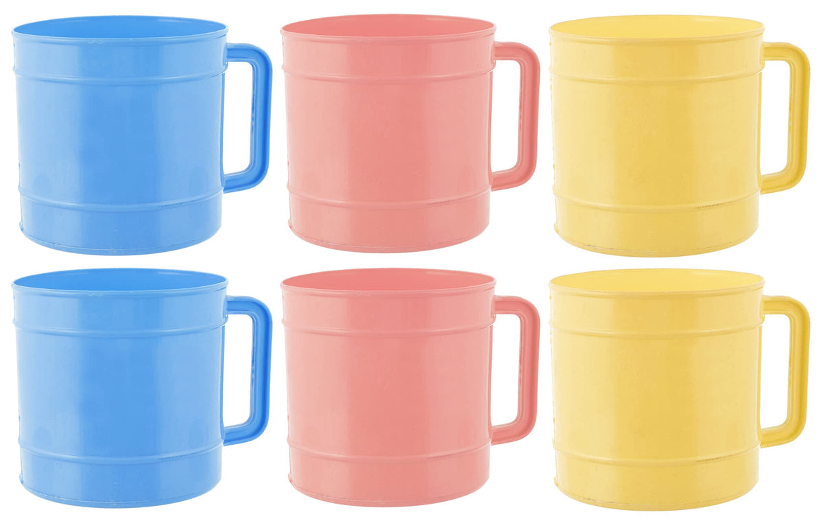 Kuber Industries Plastic Bathroom Mug, 1 Ltr., Pack of 6 (Blue & Cream & Pink)