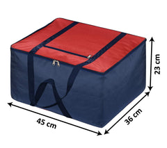 Heart Home Moisture Proof Wardrobe Organizer Storage Bag For Clothes With Zipper Closure and Handle (Red & Blue)-HS43HEARTH26657