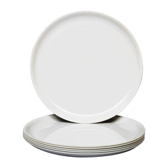 Kuber Industries 6 Pieces Unbreakable Round Plastic Microwave Safe Dinner Plates (White) - CTKTC37526