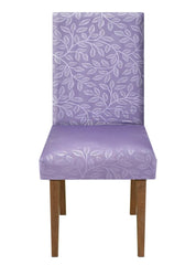 Heart Home Leaf Printed Elastic Stretchable Polyster Chair Cover for Home, Office, Hotels, Wedding Banquet (Purple)-50HH0943