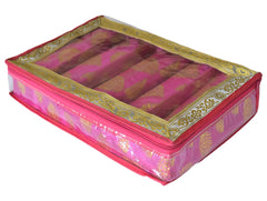 Heart Home Multipurpose Feather Design Laminated 5 Rod Bangle Box/Organizer/Case With Tranasparent Top (Pink)-47HH0233