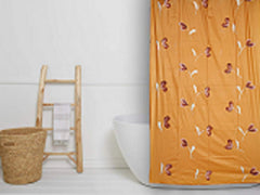 Kuber Industries Flower Design Waterproof PVC Shower Curtain with 8 Hooks 54 inch x 84 inch (Gold) CTKTC33740