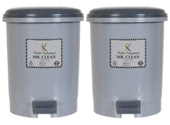 Kuber Industries 2.5 Liter Mini Desktop Plastic Dustbin With Lid|Small Dustbin For Kitchen, Office, Car|Tiny Garbage Trash Bin|Pack of 2 (Grey)