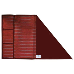 Heart Home Linning Printed Jute Fridge Top Cover with 6 Utility Side Pockets (Maroon)