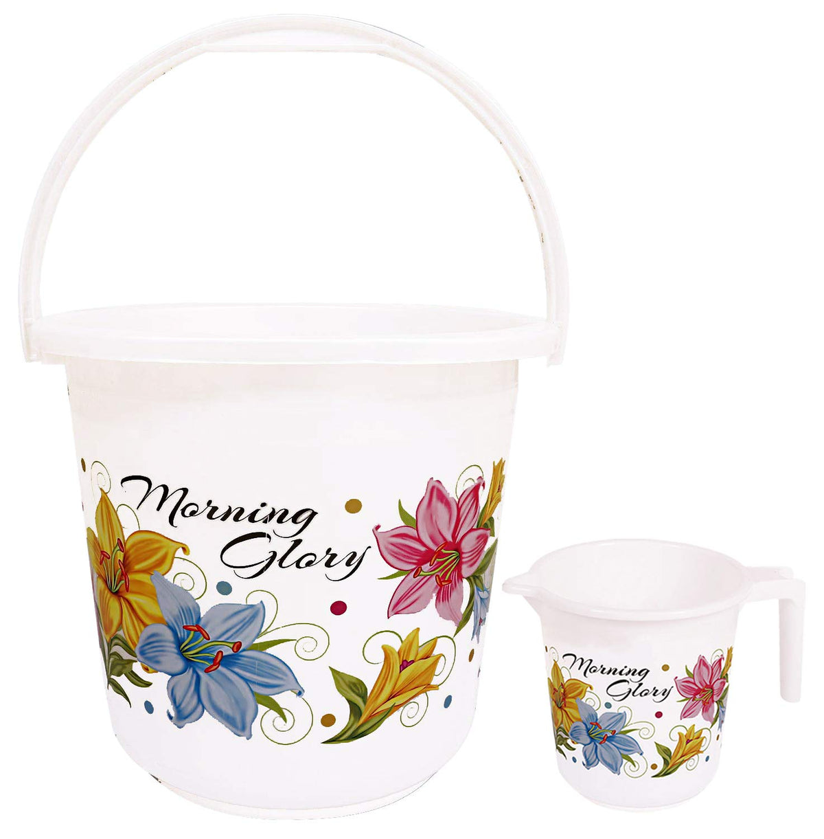 Kuber Industries Unbreakable Virgin Plastic Bathroom Bucket with Mug Set|Size 30 x 30 x 29 CM (White)-KUBMART010297