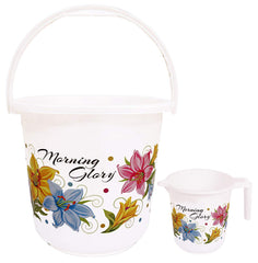 Kuber Industries Unbreakable Virgin Plastic Bathroom Bucket with Mug Set|Size 30 x 30 x 29 CM (White)-KUBMART010297