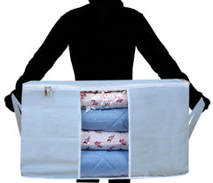 Kuber Industries 2 Piece Clothing Storage Bags|Under Bed Foldable Organizer|Blanket, Quilt, Comforter Cover (Grey)