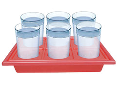 Kuber Industries Tray with Cutout Handles, Cup Display for Kitchenware, Plastic Glass Holder, One Size, 6 Slots-Pack of 2 (Blue & Pink)