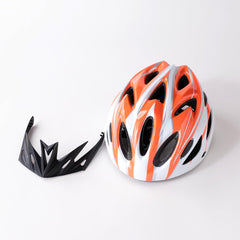 Kuber Industries Cycling Helmet with Detachable Visor|Helmet for Mountain, Road Bike & Skating|Breathable & Adjustable Bicycle Helmet|Ideal for Adults and Kids (Orange & White)