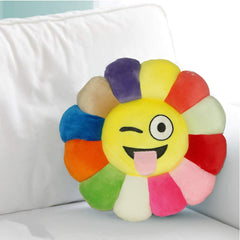 Kuber Industries Emoji Smiley Velvet Cushion - 15.7"x15.7", Multicolour