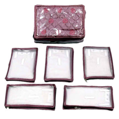 Kuber Industries PVC Laminated Jewellery Organizer For Watches, Bracelets, Bangles, Small Jewllery With 5 Pouches (Purple)