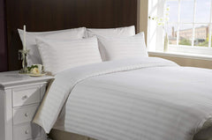Kuber Industries Cotton Double Bedsheet with 2 Pillow Covers, Satin Stripes (White)-CTKTC30054