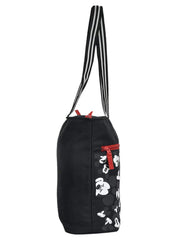 Kuber Industries Polyester Disney Mickey Mouse Print Attractive & Foldable Grocery|Shopping|Travel Hand Bag with Front Pocket & Handle, Pack of 2 (Black)