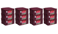 Kuber Industries 12 Piece Non Woven Saree Cover Set, Maroon