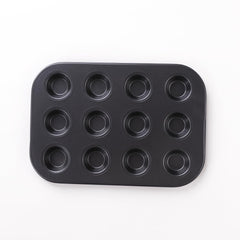 Kuber Industries 12 Slots Non-Stick Cup Cake Tray|Cup Cake Mould for Baking|Idol for Muffin, Small Cake (Black)