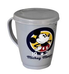 Kuber Industries Disney Printed Food Grade BPA Free Tea/Coffee Mug for Coffee Tea Cocoa, Camping Mugs with Lid, Pack of 6 (Light Grey & Cream & Grey)