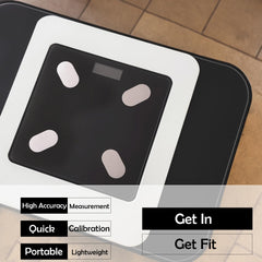 Homestic Weighing Scale armoured glass|Weight Machine For Body Weight|Capicity "180" KG (Black)