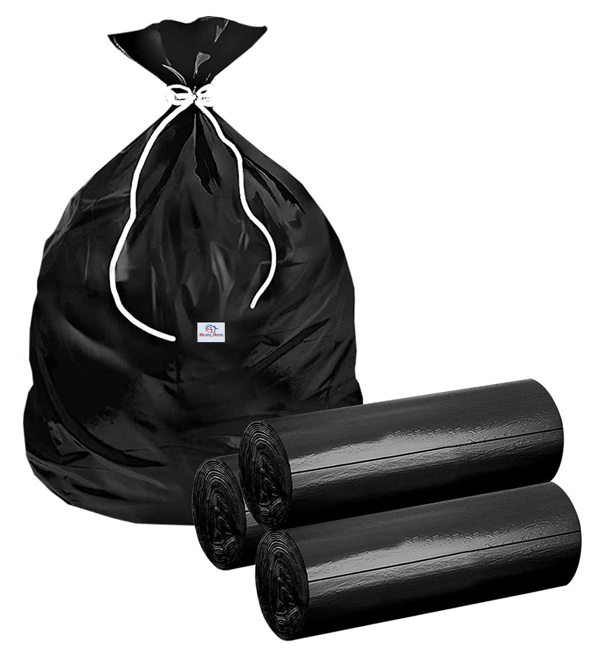 Heart Home Jumbo 30 Biodegradable Garbage Bags, Dustbin Bags, Trash Bags For Kitchen, Office, Warehouse, Pantry or Washroom, 36x48 Inches (Black)-HS41HEARTHH24060
