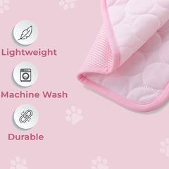 Urbane Home Rectangular Dog & Cat Bed|Premium Cool Ice Silk with Polyester With Bottom Mesh|Multi-Utility Self-Cooling Pad For Dog & Cat|Light-weight & Durable Dog Bed|ZQCJ001P-XL|Pink