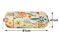 Kuber Industries Floral Print Soft & Luxurious Decorative Cotton Bolster Cover- Set of 4, 16"x32" (Cream)