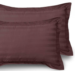 Kuber Industries Cotton Luxurious Satin Striped Standard Pillow Cover Set-17"x27" (Brown) - CTKTC40341, 4 Pieces, 200TC