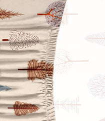 Heart Home Leaf Printed Stretchable, Non-Slip Polyster 3 Seater Sofa Cover/Slipcover/Protector with Foam Stick (Cream)-50HH01421