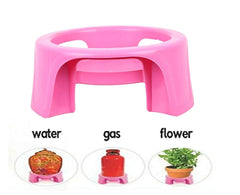 Kuber Industries Plastic 2 Pieces Multipurpose Plant Pot Water Pot Gas Cylinder Stand (Pink & Green) -CTKTC25533