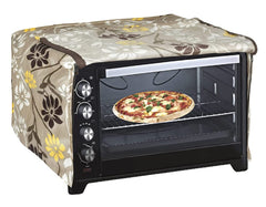 Kuber Industries Flower Printed Polyster Microwave Oven Cover, 20 LTR. (Brown)-HS43KUBMART25913, Standard