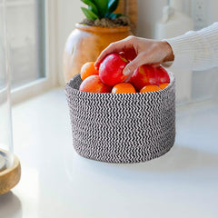 Kuber Industries Pack of 3 Cotton Woven Storage Basket With Handle | Shelf Basket Hamper | Organizer for Toys, Socks, Cosmetic | Capacity 9.2L, 3L, 3L | Stylish and Functional Organization Solution