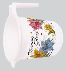 Kuber Industries Printed 3 Pieces Plastic Bucket, Mug & Tub Set (White)