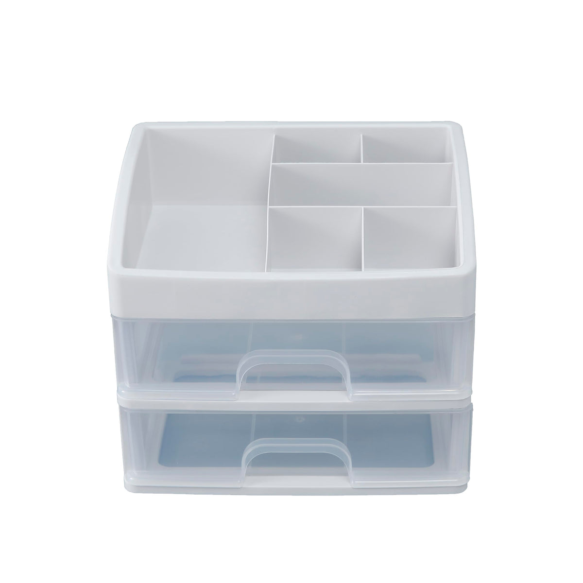 Kuber Industries 2 Layer Cabinet Drawer Box|Desktop Storage Box|Multi Drawer Storage Organizer| White