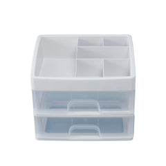 Kuber Industries 2 Layer Cabinet Drawer Box|Desktop Storage Box|Multi Drawer Storage Organizer| White