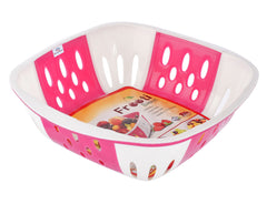 Heart Home Large Multi-Purpose Plastic Storage Baskets for Fruits Vegetables and Kitchen Fridge Dining Table- Pack of 2 (Pink & Brown)-HS42KUBMART25402