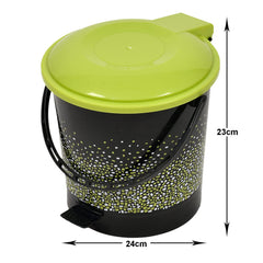 Heart Home Printed Multiuses Plastic Pedal Dustbin, Waste Bin, Trash Can With Handle, 7 Litre (Black)-47HH0739