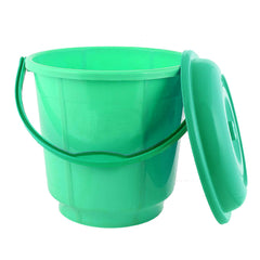 Kuber Industries Plastic Strong 16 LTR Bathroom Bucket with Lid-Pack of 2 (Green)