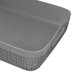 Heart Home Q-4 Multiuses Designer Unbreakable Plastic Storage Basket/Organizer/Bin For Home, Kitchen, Bathroom, Office Use Pack of 2 (Grey)-50HH01581