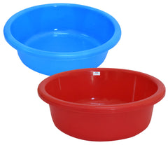 Heart Home Multiuses Plastic Knead Dough Basket/Basin Bowl For Home & Kitchen 6 Ltr- Pack of 2 (Blue & Red) 52HH3866